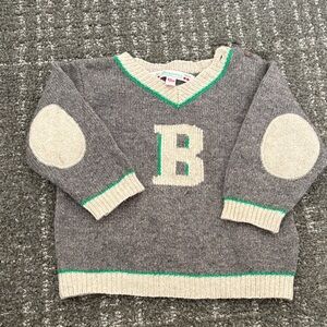 Bonpoint Gray and Cream Kids Sweater